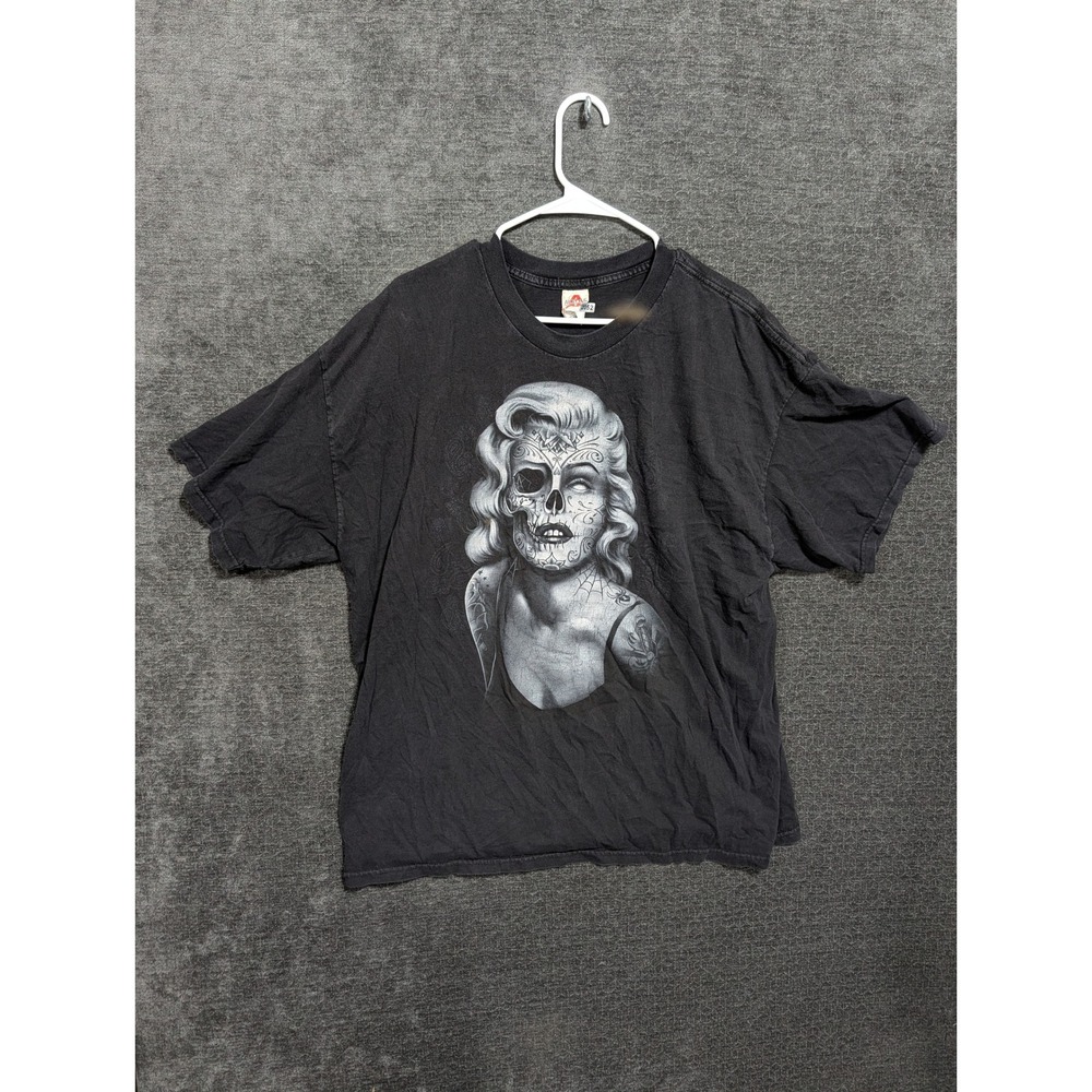 Alstyle Marilyn Monroe Sugar Skull Day of the Dead Graphic T-Shirt Black 2XL